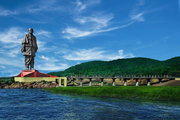 Statue of Unity in Kevadia, Gujarat, towering over the Narmada River with scenic surroundings